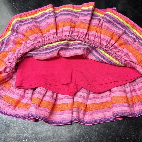 Horizontal bright striped Skort Gymboree size 6 with ruffles NWT Barbie pink - Picture 4 of 10